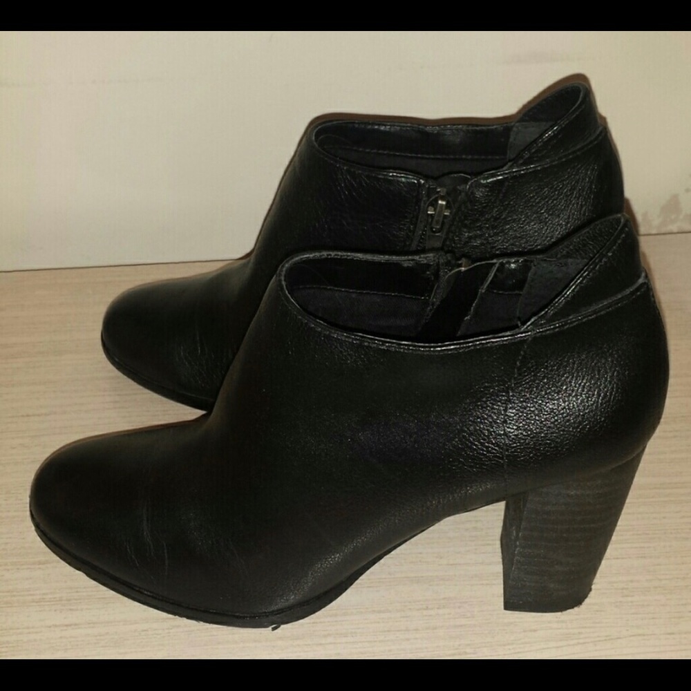 Black Leather Ankle Booties